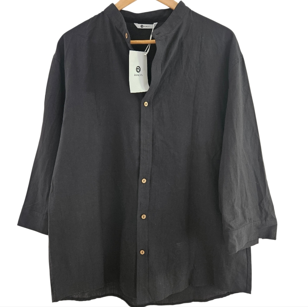 NWT Runcati Black Lightweight Button-Up Shirt